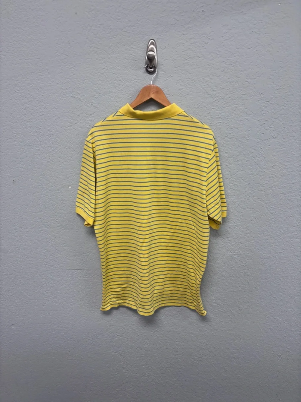 Ralph Lauren M’s Lg Polo Golf in Yellow with Navy Stripes. Pima Cotton. Soft!